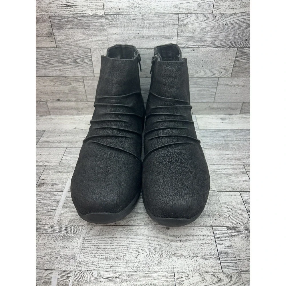Skechers Boots Womens Size 11 Black BBK‎ 167251 Faux Fur Lined Zip Ankle Shoes